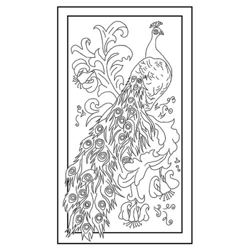 Peacock Painting Rug Hooking Pattern 48x27