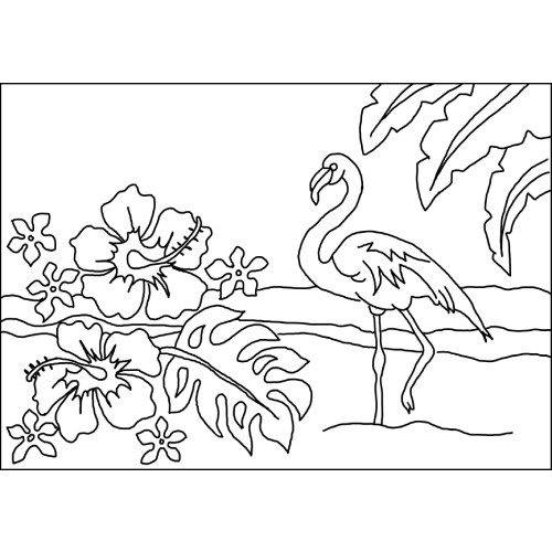 Flamingo Rug Hooking Pattern 34x24