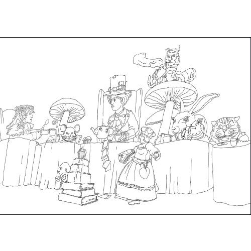 Mad Hatter Tea Party Rug Hooking Pattern 30x50