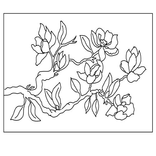 Magnolias Rug Hooking Pattern 48x30