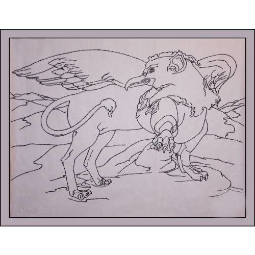 Mountain Griffin Rug Hooking Pattern 32x39