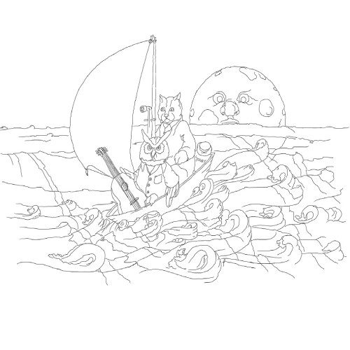 Owl and the Pussycat Rug Hooking Pattern 28x36