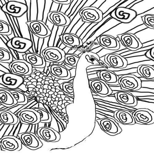 Peacock Pattern for rug hooking 28x32