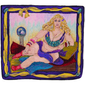 Michele Micarelli's first self-portrait Afternoon Delight Hooked Rug by Michele Micarelli