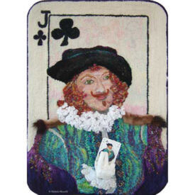 This jack of clubs was part of a group show which traveled throughout the U.S.,  curated by Linda Caughlin. Jackie, Jack of Clubs Plying Card Hooked Rug by Michele Micarelli