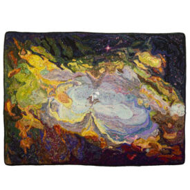 Inspired by a view from the Hubble telescope. The Eagle Nebula Hooked Rug by Michele Micarelli