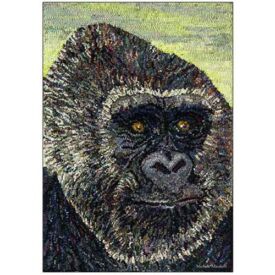Inspired by Michelle's love of the silverback gorilla. Hooked with no black. Gorilla Hooked Rug by Michele Micarelli